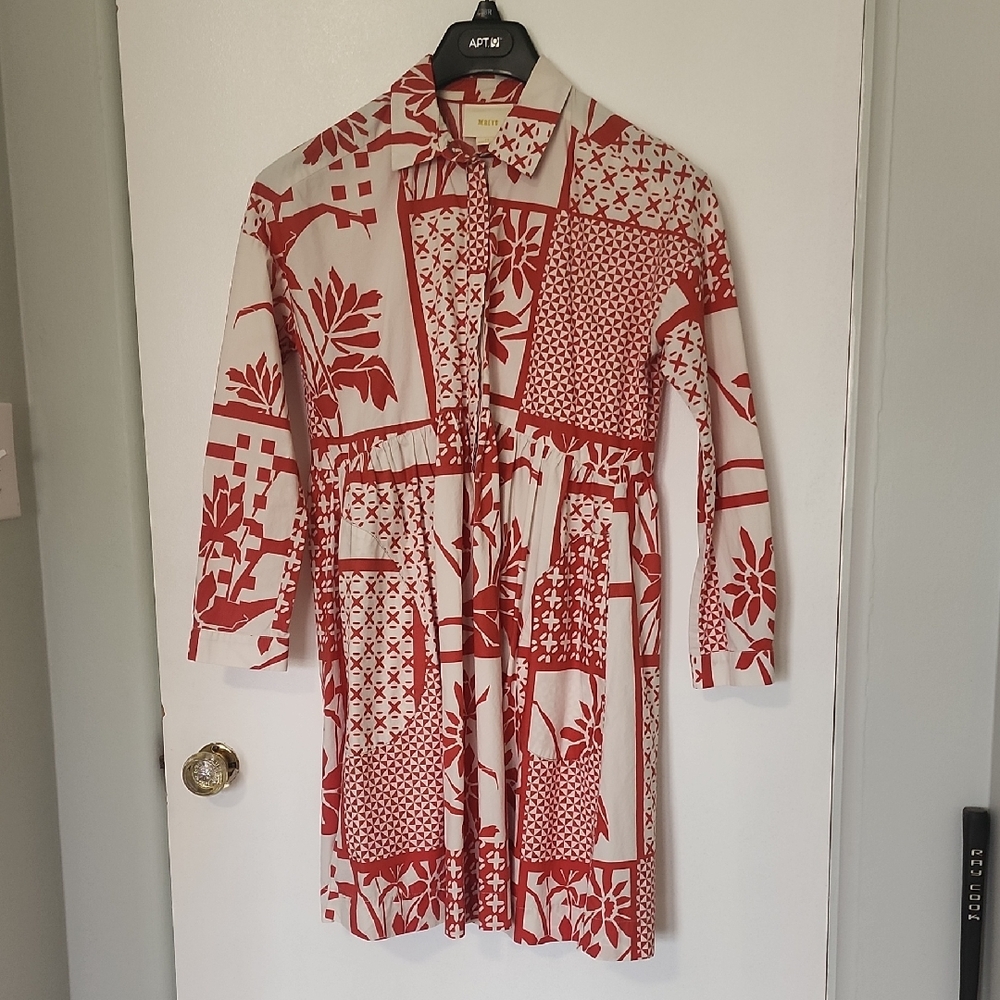 Anthropologie Maeve Printmaker Poplin Dress XS - Picture 5 of 13
